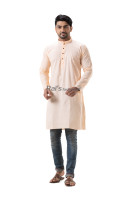 Men's Cotton Straight Plain Peach Color Punjabi (NS80)